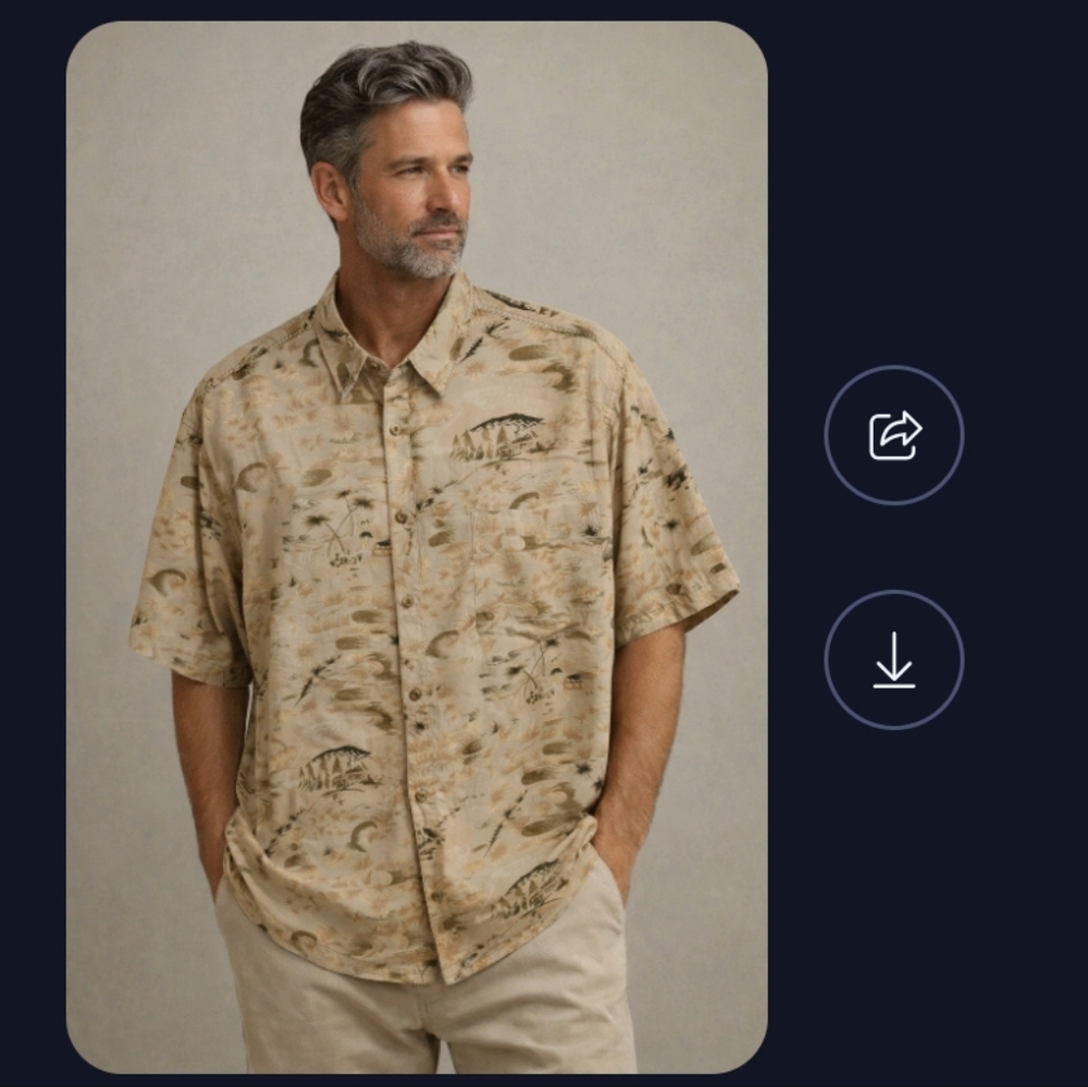 Peppermint Bay Size XXL Hawaiian Tropical Shirt Button Up Brown Pocket